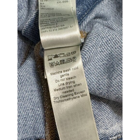 7 For All Mankind Sz M Dress Denim Collared Mini Shirtdress Blue Boho Classic - Picture 8 of 10